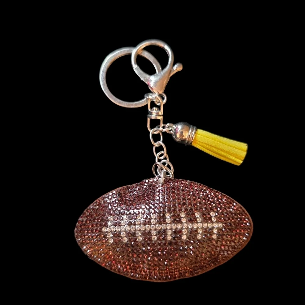 Michigan Wolverines Sparkly Rhinestone Football Bag Charm / Keychain